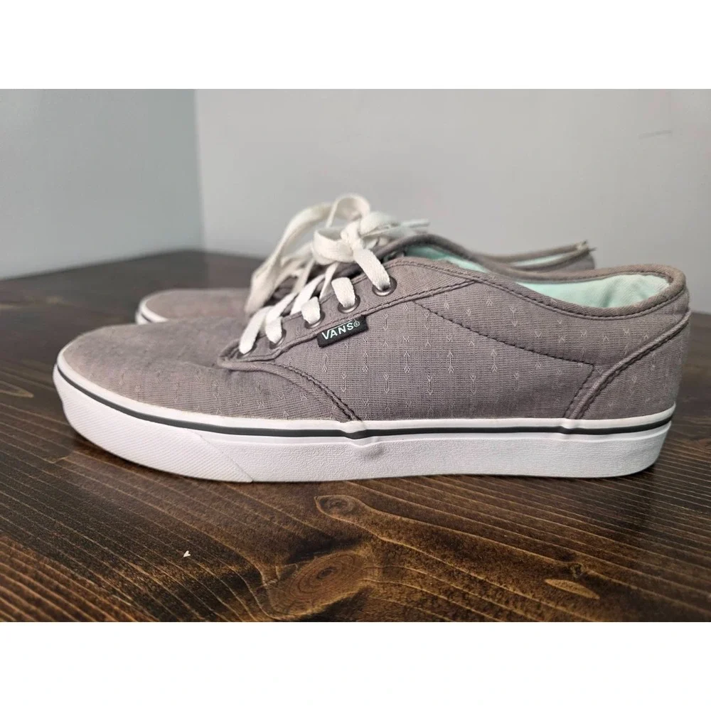 Vans Off The Wall Women's Sneakers Size 9.5 Gray Arrows Lace Up Skate‎ Shoes
